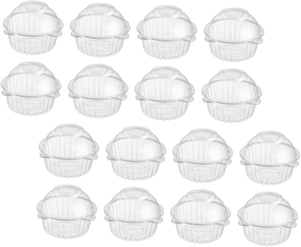 Unomor 50pcs Portable Cake Boxes Lid Cupcake Storage Container for Easy Carrying for Bakeries Parties and Home Use Fresh Keeping