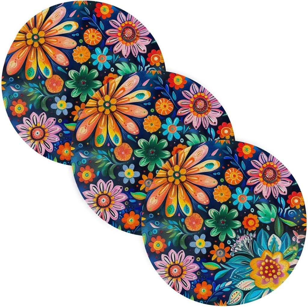 Colorful Mandala Flowers 3 Pcs High Heat Trivet for Crock Pot 15in Cooking Potholder Set Holder Protecting Counter