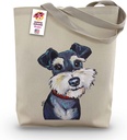 HIPPIE HOUND STUDIOS Schnauzer Tote Bag - Schnauzer Lover Gift - Gifts for Mom - Handmade Totes - Schnauzer Canvas Totes - Cute Schnauzer Reusable Shopping Bag - Grocery Bag - Handbag - Beach Bag