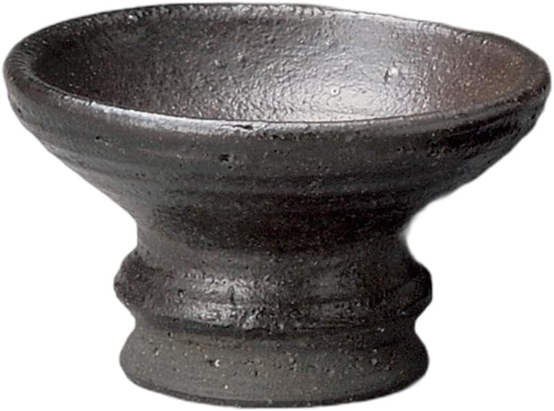 セトモノホンポ(Setomonohonpo) Nanban Black Glazed Takadai Glass (Handmade) 3.1 x 1.8 inches (7.8 x 4.6 cm) | Glass |