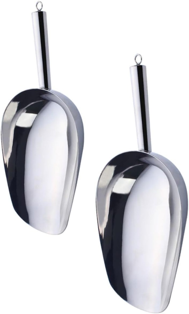 Mobestech 2Pcs Stainless Steel Ice Scoops Kitchen Gadgets for Ice Candy Nuts and Flour Lightweight Easy to Clean Design for Home and Professional Use