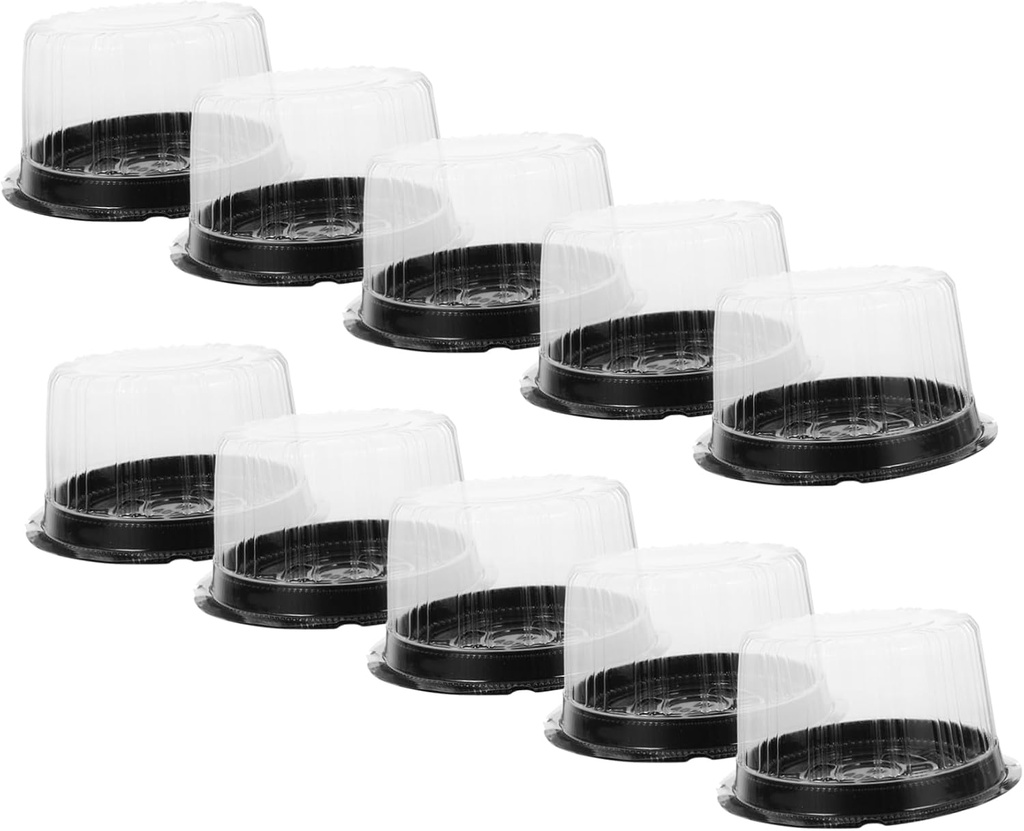 Ciieeo 10Pcs Clear Cake Carrier Portable Round Cake Box for Baking Transparent Cake Container for Birthday Parties Outdoor Events Safe