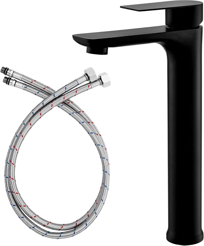 Bathroom Vessel Sink Faucet Tall Body Modern Basin Mixer Tap Single Handle one Hole Lavatory Faucet Black