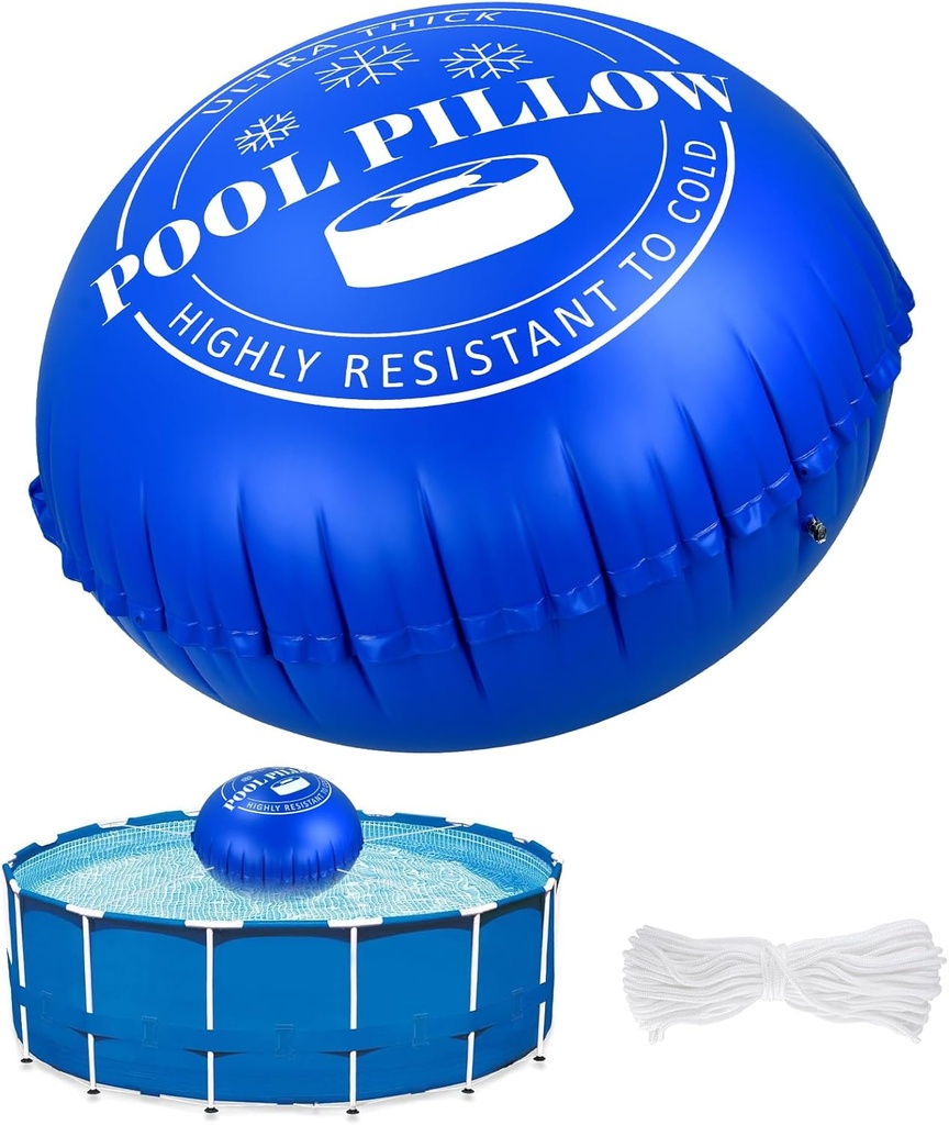 5 FT Pool Pillows for Above Ground Pools with 59 Ft Rope, 0.5mm PVC Cold-Resistant for Closing Winter, Winterize Pool Closing Kit Winter Pool Cover Pillow No Leak