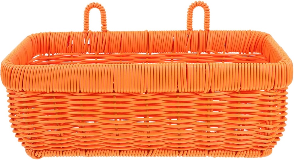 VOSAREA Woven Hanging Basket Wall Storage Farmhouse Rattan Bin Wall Hanging Planter Kitchen Onion Organizer Rustic Handle Basket Container for Ginger Garlic Orange