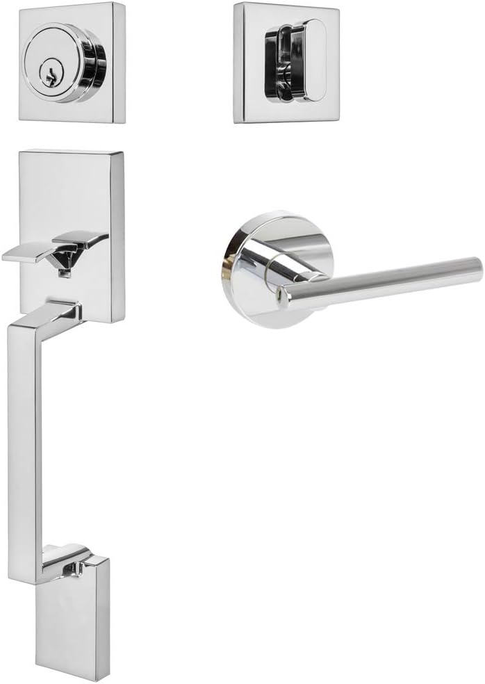 Designers Impressions Keeneland Polished Chrome Handleset with Kain Interior Lever (We Key All Lock Orders Alike for Free)