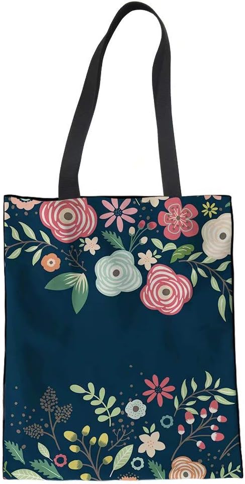 Beauty Collector Floral Canvas Tote Shoulder Handbag - Shopping & Gift Bag for Party