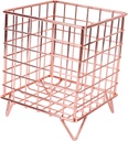 ABOOFAN 1pc Metal Grid Storage Basket Rose Organizer for Desktop Home Closet Use Stylish Sundries Container for Kitchen Bathroom Room Compact Metal Design