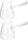 2pcs Glass Tea Pot Transparent High Borosilicate Teapot for Milk Warming and Brewing Hot Cold Drinks with Long Handle Suitable for Electric Ceramic Heaters Random Style