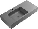 Serene Valley Bathroom Sink, Wall-Mount or On Countertop, 40" with Square Sink and Flat Space, Single Faucet Hole, Premium Granite Material in Gray