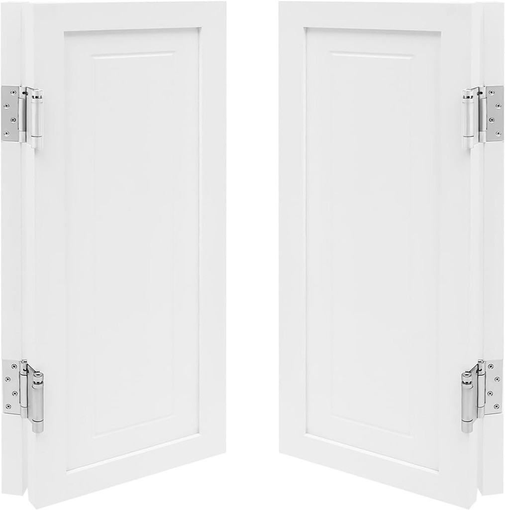 Solid Wood Swinging Doors Partition Swing Door Passageway Dividing Door Double Passing Doors for Stairs Bathroom Bedroom Balcony (White, 31.5 * 36in)