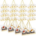Cupcake Boxes, 20 Set Of Cupcake Packaging Boxes Cup Cake Plastic Containers For Treat Dessert Cookies Muffins Pastry Baby Shower Party, 9" X 3" X 3" (Gold)
