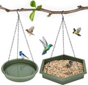 Hanging Bird Bath，2 in 1 XL Hanging Bird Feeder & Birds Bath for Outside, Birds Water Feeder,Tray for Outdoors Garden Patio Decoration