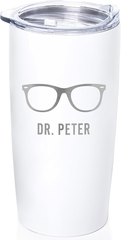 Lifetime Creations Engraved Personalized Eye Doctor Stainless Steel Tumbler 20 oz (White) - Custom Gift for Optometrist Office, Ophthalmologist, Optician, Optometry School Graduation