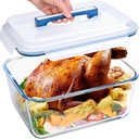 190oz / 24Cup Extra Large Glass Storage Containers with Lids, Glass Bread Box Airtight Bread Container, Ideal Food Storage Containers, Roasting Turkey/Chicken/Cookie, Oven&Dishwasher Safe