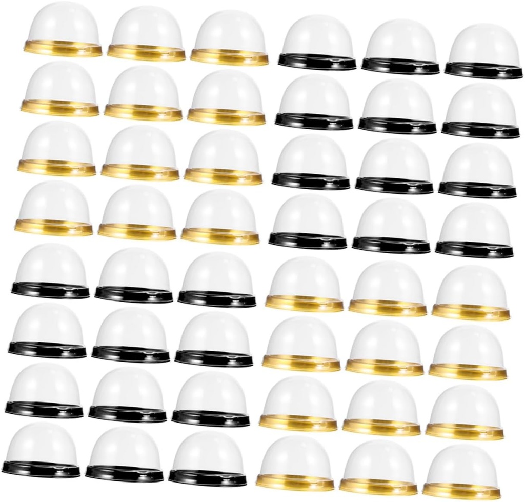Cabilock 100pcs Egg Yolk Plastic Baking Packaging Boxes Round Dessert Containers Lids for Mooncake Macaron and Small Cakes for Home Baking and Events
