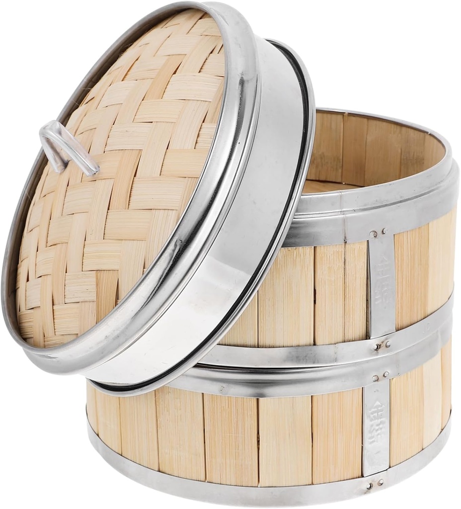 SECFOU 1set Food Steamer Basket with Stainless Steel Frame for Cooking Dumplings and Buns and Easy to Clean Steamer with Random Lid Color