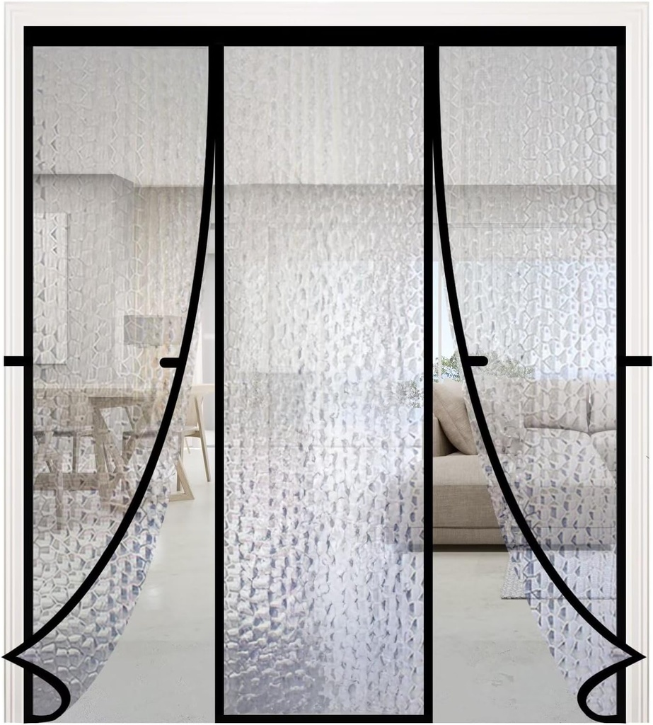 RELIANCER Magnetic Thermal Insulated Double Door Curtain,Waterproof EVA Doors Cover,Fit Doors Size 72"x80",Self-Closing Insulated Doorway Curtain Partition,Temperature Protection Thermal Door Screen