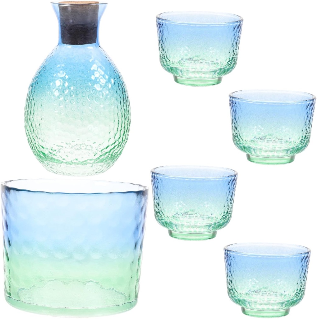 Gatuida Authentic Japanese Sake Set Glass Sake Bottle and Cups Set for Lovers and Home Entertaining