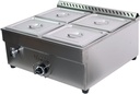INTSUPERMAI Commercial Propane Gas Food Soup Warmer Bain-Marie Buffet Food Warmer with Regulator Canteen Buffet Steam Heater 110V Double Row 4 Pan