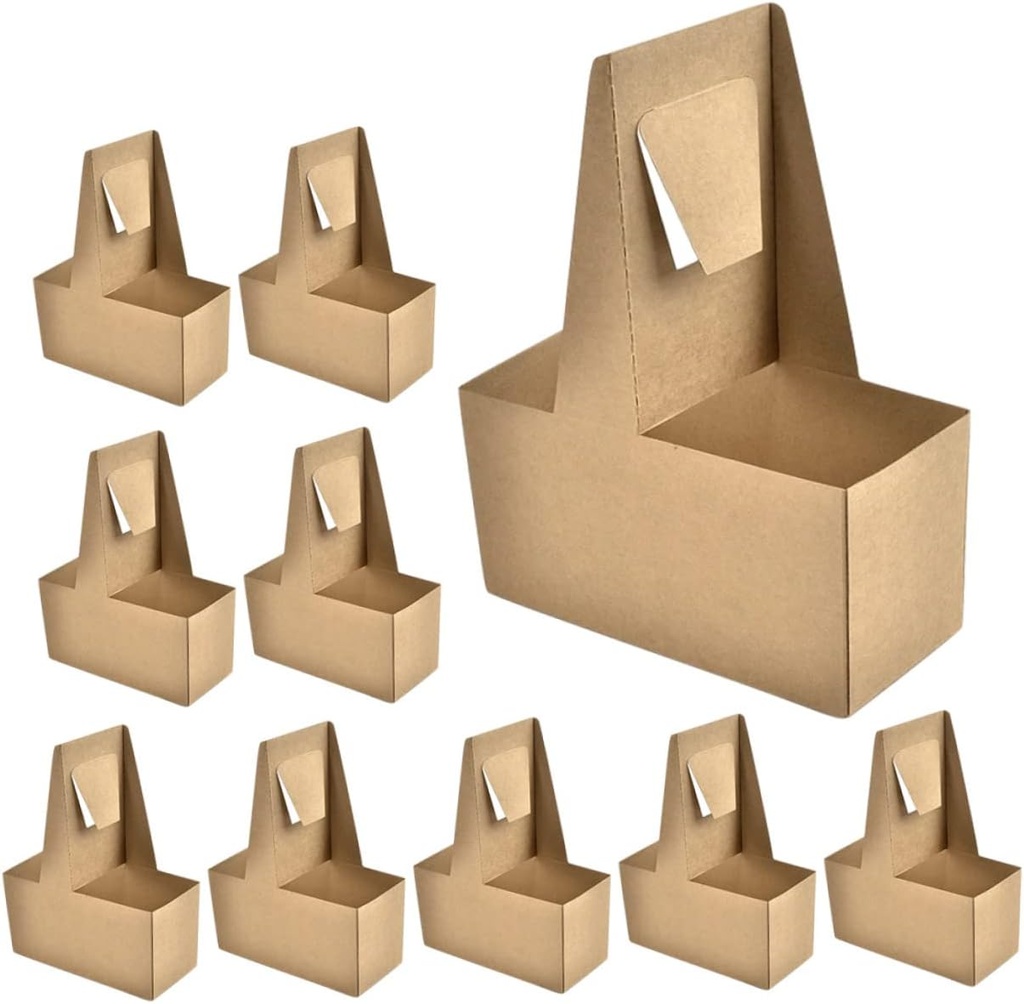 Zerodeko 10pcs Cup Holder Paper Drink Carrier Corrugated Coaster Easy to Carry Great for Cold Tea Coffee Milk Juice
