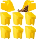 6 Pcs Plastic Enclosed Feed Scoop Heavy Duty Durable Stackable Horse Yellow Feed Scoop for Livestock Animal Ranchers Homesteaders Farmers, 2 Qt