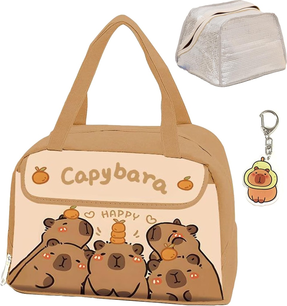 Capybara Lunch Box, Waterproof Capybara Lunch Bag, Animal Print Insulated Box Cute Cartoon lunch Tote for Office Travel Picnic Beach (#1)