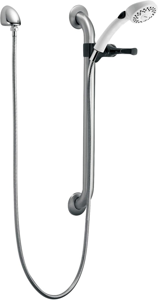 DELTA FAUCET RPW324HDF-1.5 Slide Bar Hand Shower Handshower, Stainless and White