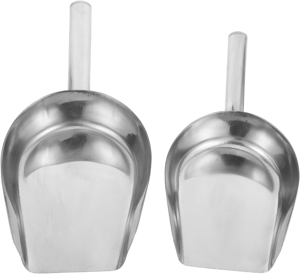 Cabilock 2Pcs Stainless Steel Ice Scoop Multi Purpose Kitchen Shovel for Flour Grain and French Fries and Lightweight Design for Easy