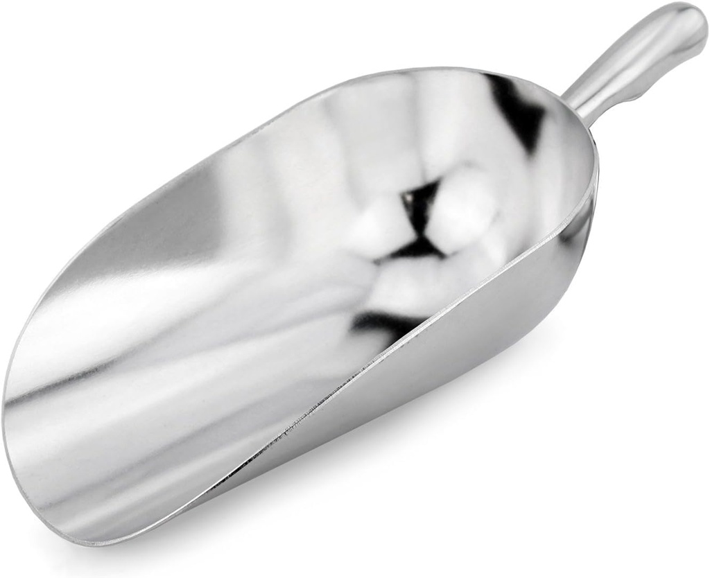| Aluminum Scoop Set – 12, 24, 38 oz – Bar Ice, Flour, Utility Scoops, Round Bottom, Silver – for Kitchen, Restaurant, Home & Commercial Use – Set of 3 (Hand Wash Only)