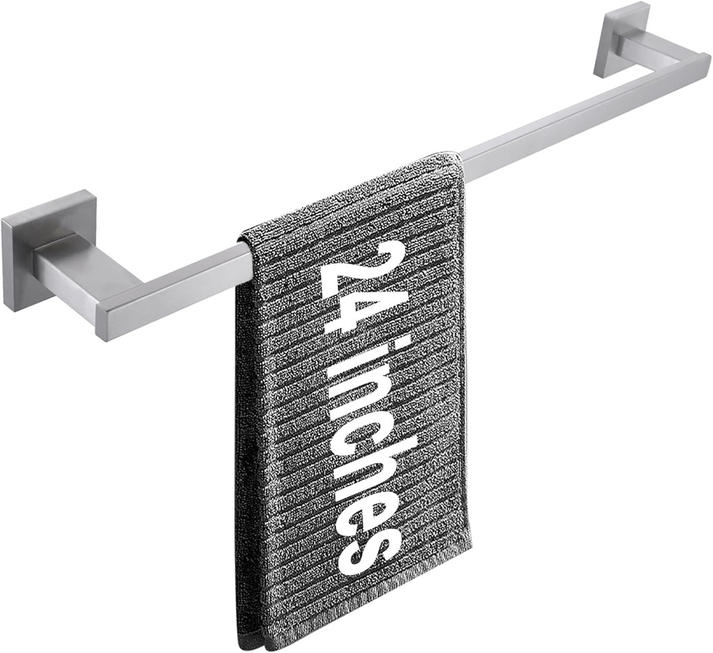 LANC 24-Inche Bathroom Towel Bar for Bathroom Wall Mounted Brushed Nickel Bath Towel Rack Stainless Steel Towel Rod for Toilet Kitchen Towel Holder Towel Hanger Towel Rail, A9010BN-L6