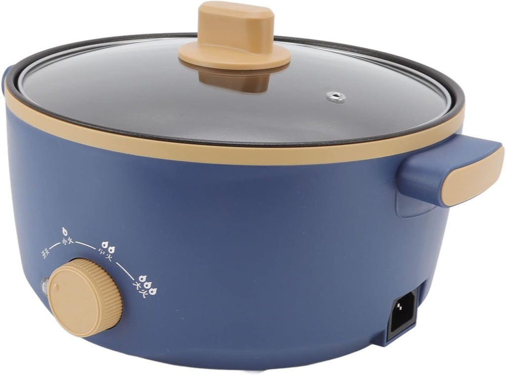 Electric Cooker Multifunctional 800W Single Layer Electric Pot Cooker for Student Household 2.5L 3 Speed Control (US Plug 110V)