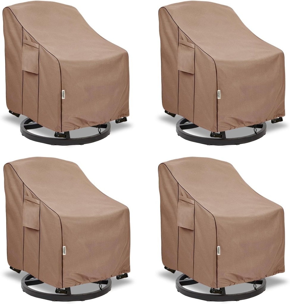 Patio Chair Covers for Outdoor Furniture Waterproof 4 Pack, Heavy Duty Waterproof Outdoor Swivel Chair Cover (30"W x34"D x36"H - Brown)