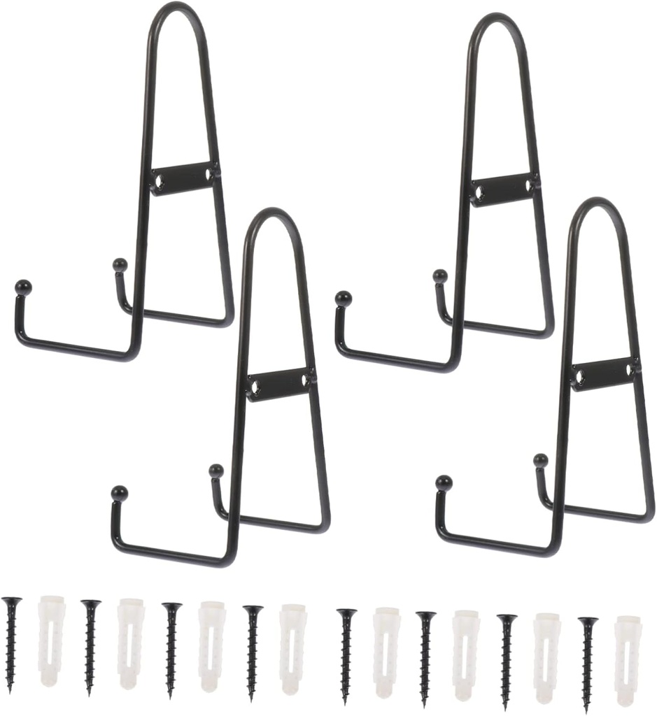 Mobestech 4Pcs Metal Display Rack Versatile Plate Stand for Showcasing Plates Dishes and Decorative Items for Home Kitchen and Retail Displays