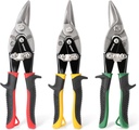 HURRICANE 3 pc Aviation Tin Snips Set, Metal Cutter Shears for Cutting Sheet Metal, Chrome Vanadium Steel, Straight Left and Right Aviation Snips, with Ergonomical TyreGrip Handle and Safety Latch