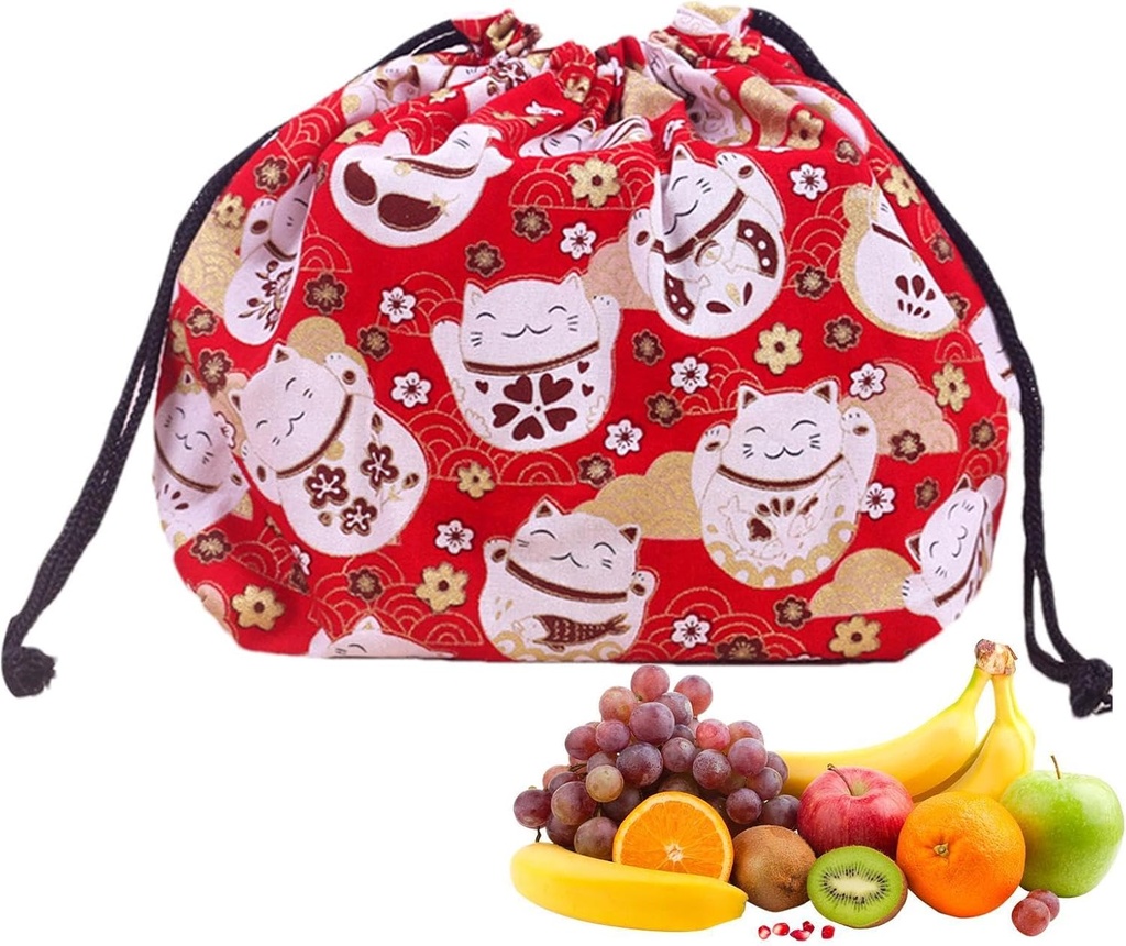 Japanese Style Lunch Bag | Lunch Handy Bags | Drawstring Lunch Bag, Portable Lunch Storage Bag, Reusable Lunch Tote Bag for Work, Women, Travel