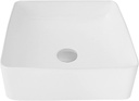 Stylish Vessel Sink 14.5 x 14.5 Inch Square Porcelain Over the Counter Bathroom Sink Enamel Glaze Finish Smooth and Stain Resistant Non Porous Surface (White), P-226H