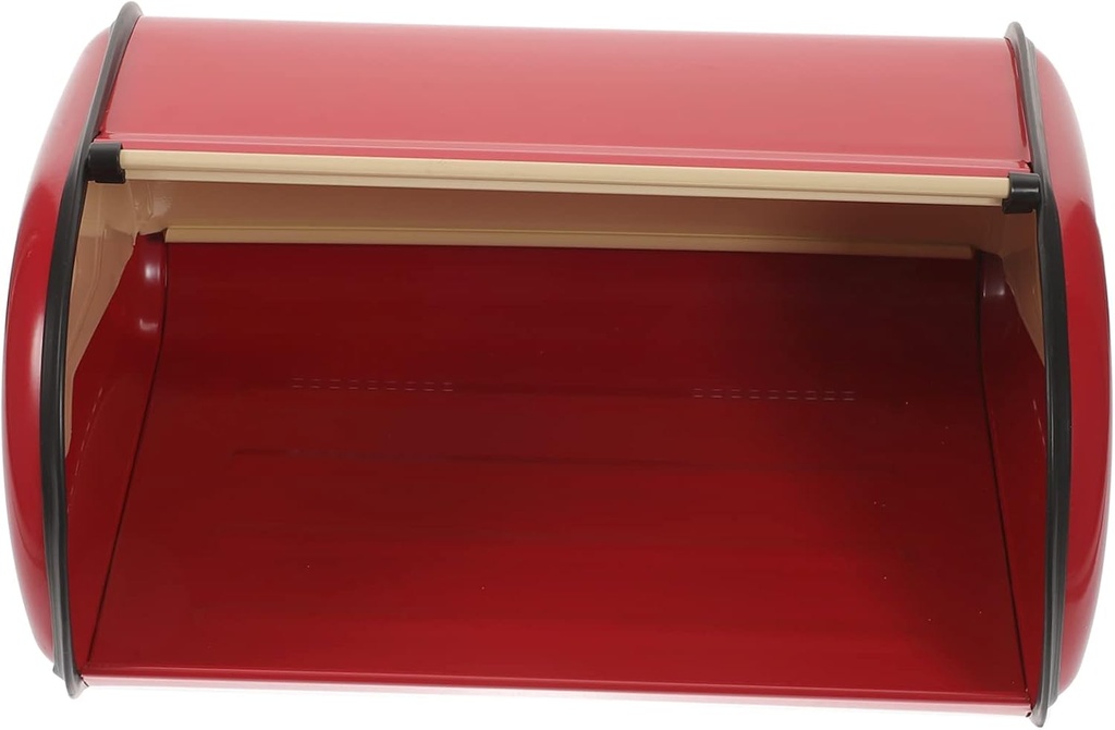 Luxshiny Vintage French Style Red Drum Bread Box for Kitchen Countertop with Large Capacity Rounded Edges and Cover to Keep Homemade Bread Fresh and Organized