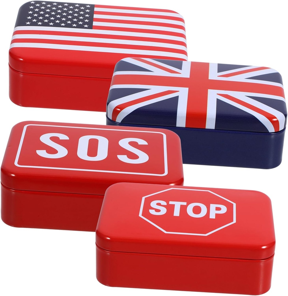 4pcs Metal Cookie Jar Large Tinplate Candy Box Decorative Party Favor Storage Tin