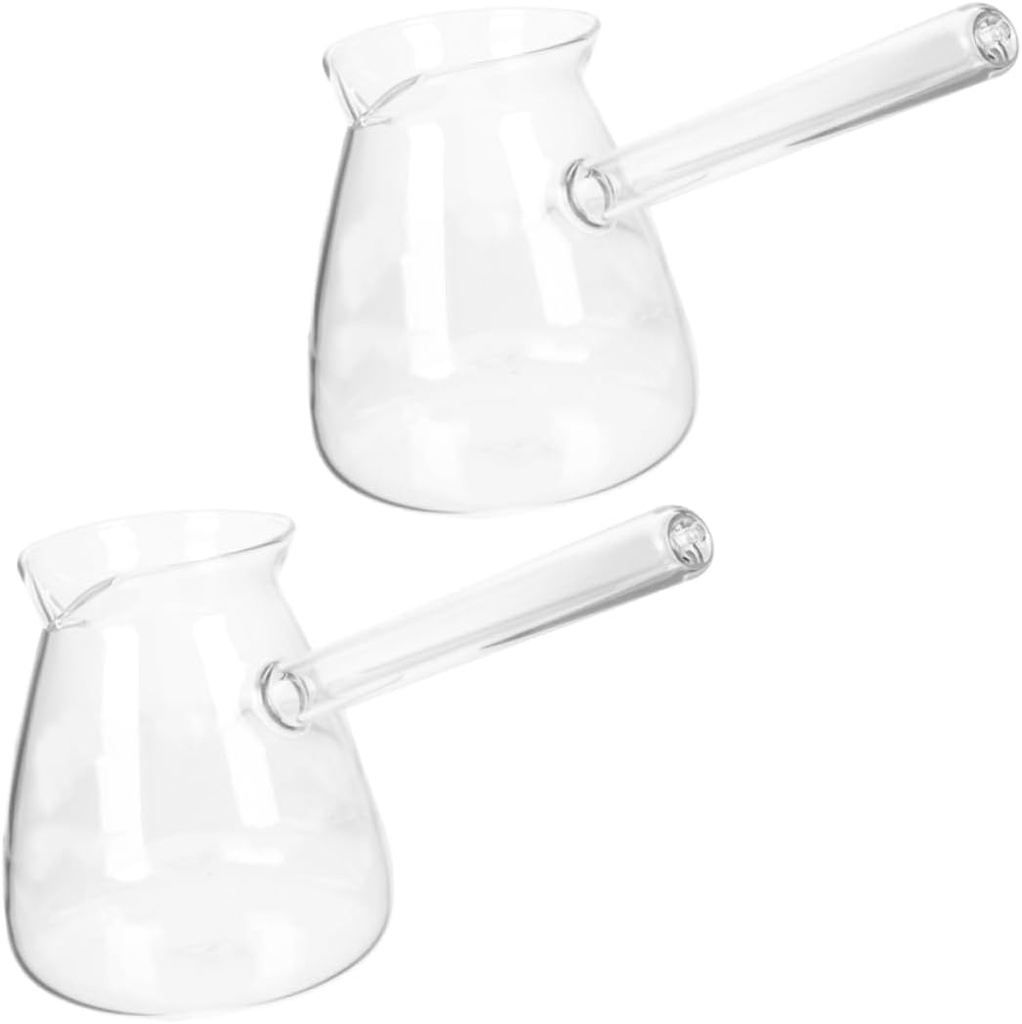 PRETYZOOM 2pcs Heat Resistant Side Handle Glass Teapot Stovetop Electric Ceramic Stove Safe Thickened High Borosilicate Glass Kettle for Tea Coffee Milk Heating Suitable for Home and Tea