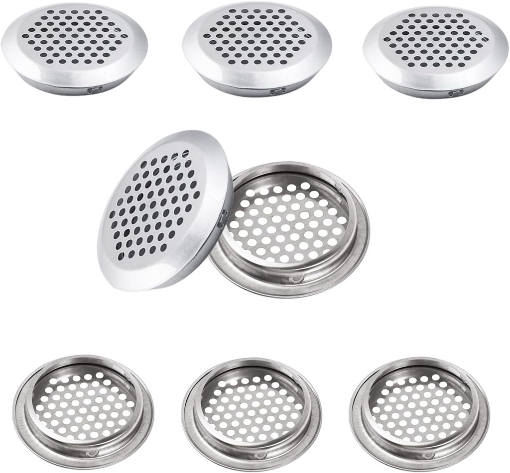 50 Pcs 2 inch Soffit Vents Round, 53mm Stainless Steel Circular Air Vents Mesh Hole for Kitchen Bathroom Cabinet Wardrobe, Shoe Cabinet