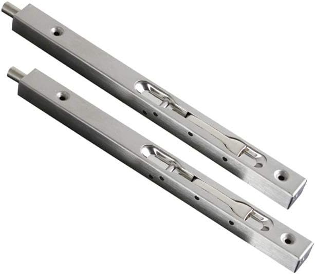 TOGU 2 Pack Stainless Steel Lever Action Flush Bolt in 6" 8" 10" 12" 18" 24",Concealed Security Slide Bolt Lock for Composite Doors,French Doors,Wood Doors,Double Doors,Satin Nickel-24"