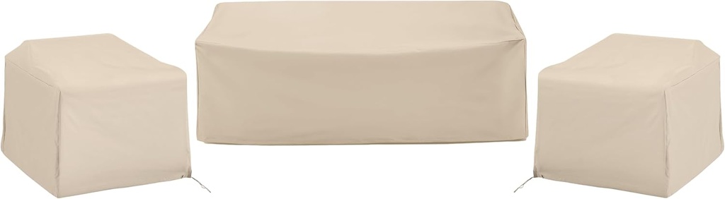 Crosley Furniture Patio Furniture Covers, Waterproof 3-Piece Cover Set for Outdoor Chairs and Sofa, Tan