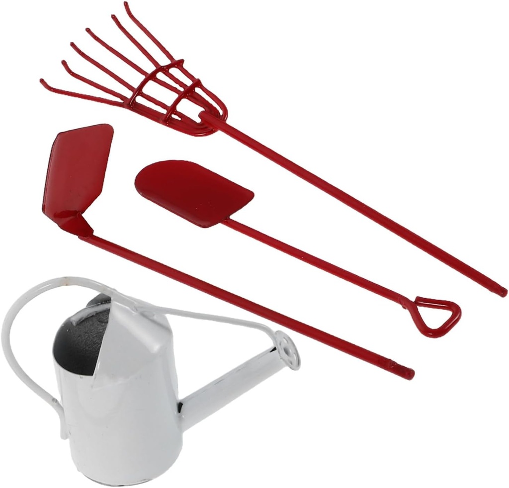 TOYANDONA 1Set Miniature Dollhouse Garden Tools Metal Mini Hoe Shovel Rake and Watering Can for Succulent Planting and Indoor Outdoor Micro Landscape Decor