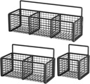 3 Pieces Kitchen Wall Mounted Vegetable Storage Basket Metal Storage Bin Fruit Wire Basket for Living Room Multipurpose Black