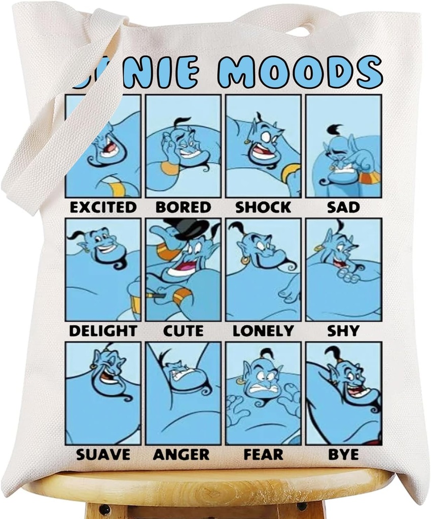 KEYCHIN Magic Genie Lamp Tote Bag Princess Jasmine Gifts Genie Moods Reusable Grocery Bag Aladdin Merchandise