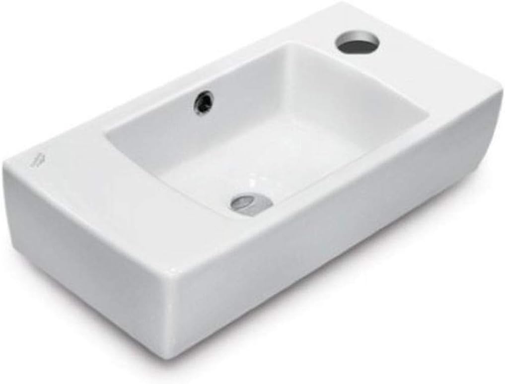 CeraStyle 001500-U-One Hole City Rectangular Ceramic Wall Mounted/Self Rimming Bathroom Sink, White