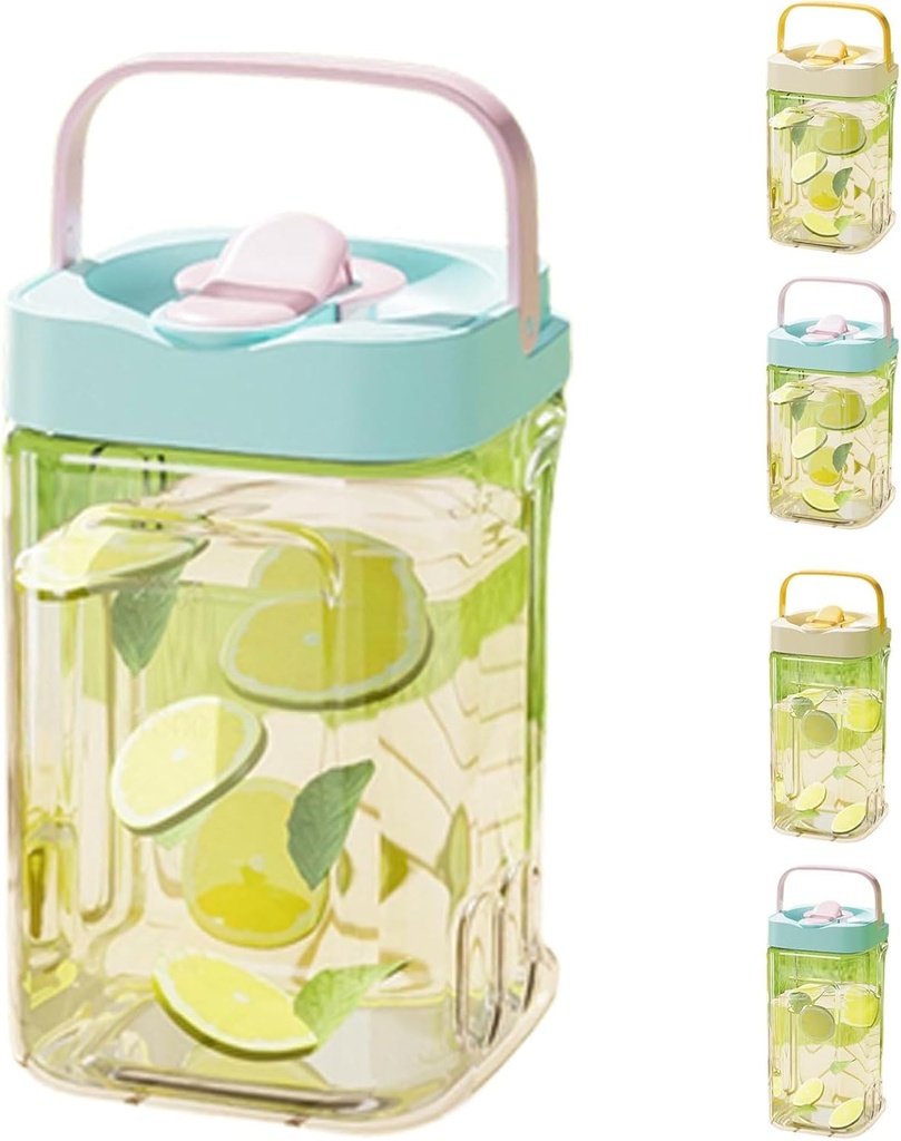 3.5L/2.5L Plastic Drink Dispenser, Drinks Dispenser with Tap, Large Capacity Iced Beverage Dispenser, Fridge Drink Dispenser with Scale Markings, Built in Filter (BU, 2.5L)