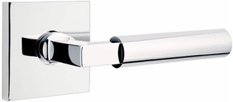 Square Rosette Door Set with Hercules Levers Right Hand Passage in Polished Chrome