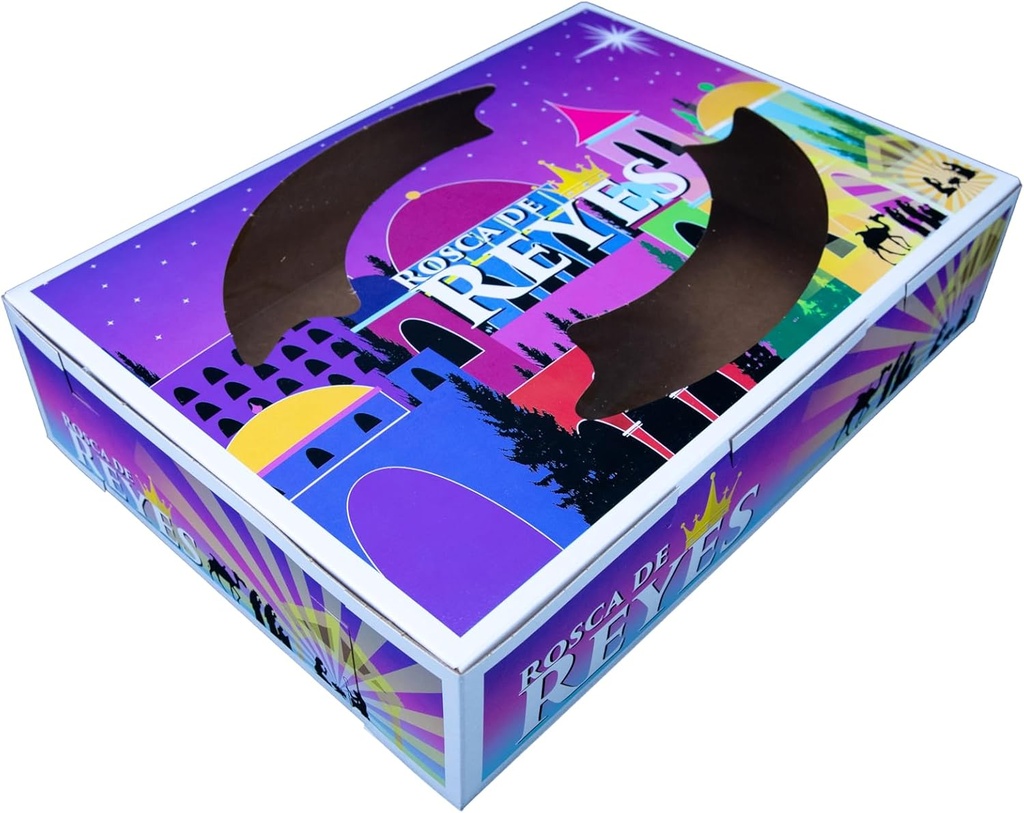 Southern Champion Tray 2370 Clay Coated Kraft Paperboard Lock Corner Rosca De Reyes Window Bakery Box, 14-in. Length x 10-in. Width x 3-1/8-in. Height (Case of 50)